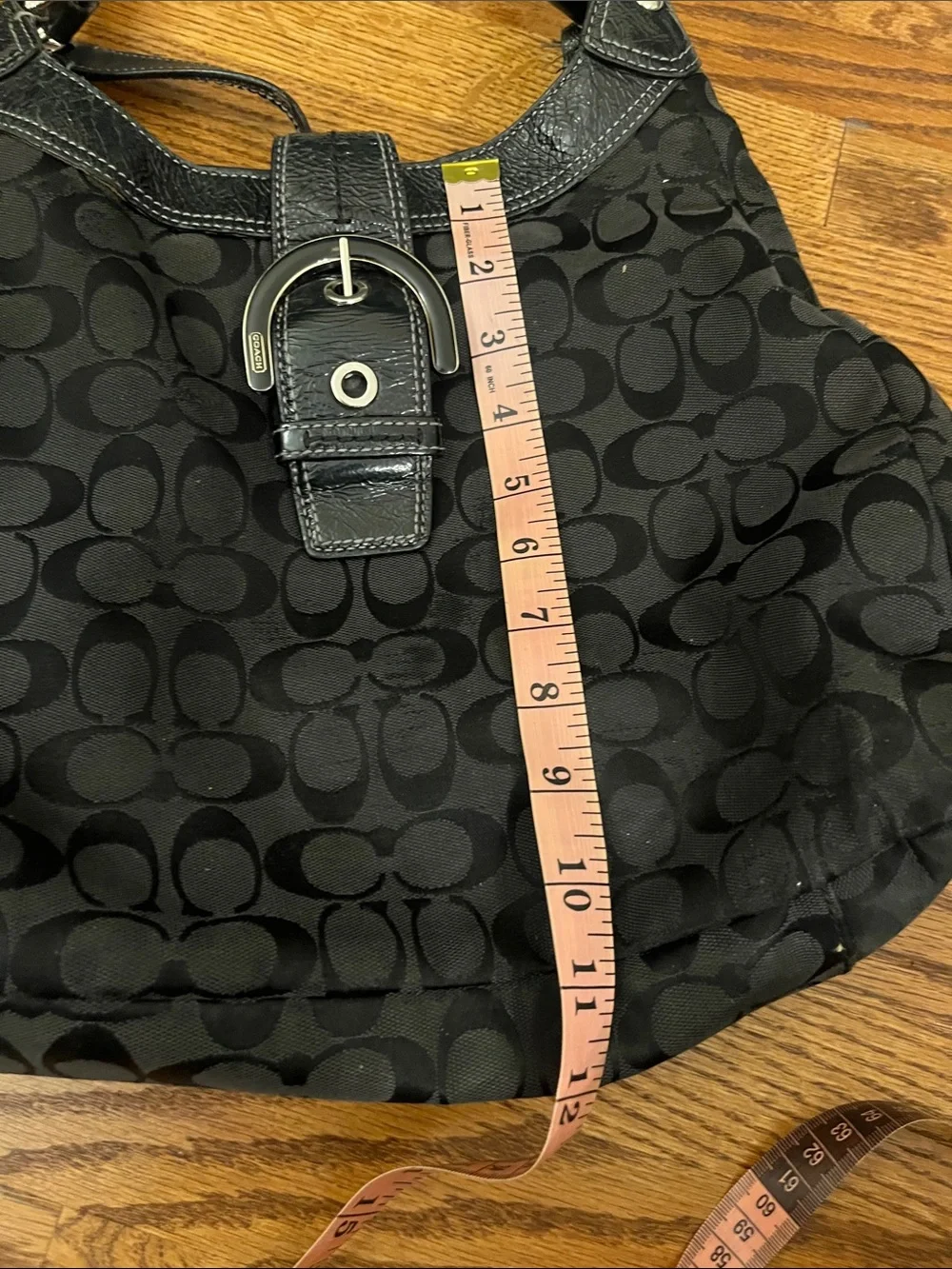 Coach Large Vintage F17403 Lynn Soho Black Signature C Canvas Bag - well loved!
